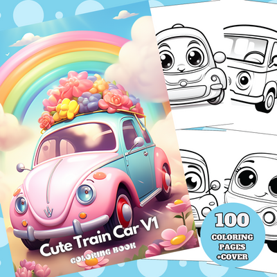 Digital Download . Cute Train Car Coloring Pages V1