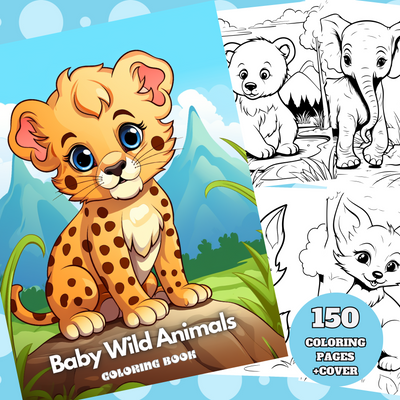 Digital Download . 150 Baby Wild Animals Coloring Pages