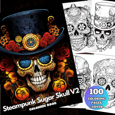Steampunk Sugar Skull Coloring Pages V2