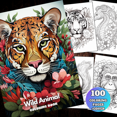 Digital Download . Wild Animal Coloring Pages