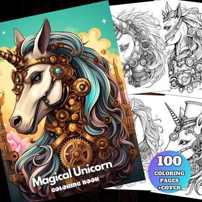 Digital Download . Magical Unicorn Coloring Pages