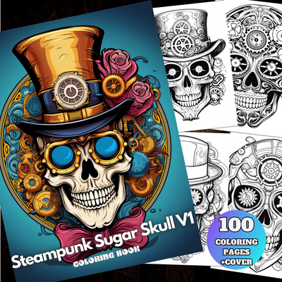 Steampunk Sugar Skull Coloring Pages V1