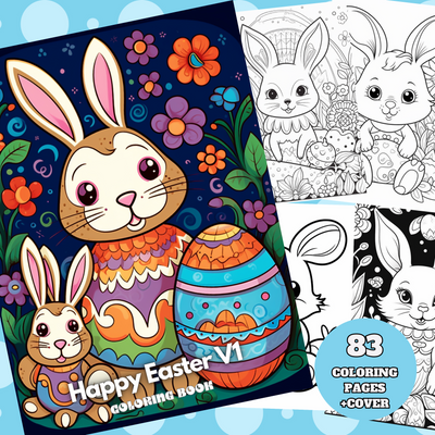 Digital Download . 83 Happy Easter Coloring Pages V1
