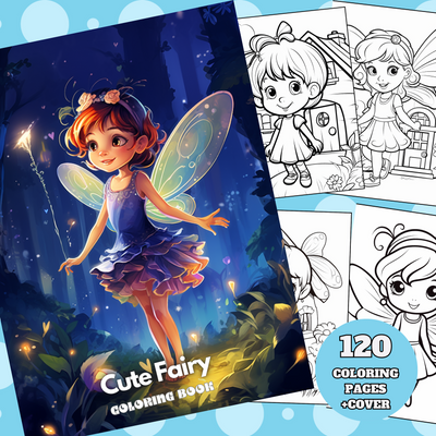 Digital Download . 120 Cute Fairy Coloring Pages