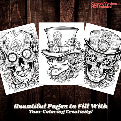 Steampunk Sugar Skull Coloring Pages V2