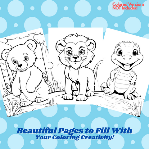 Digital Download . 150 Baby Wild Animals Coloring Pages