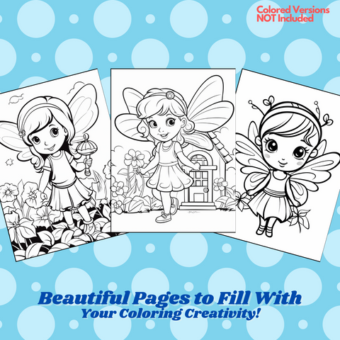 Digital Download . 120 Cute Fairy Coloring Pages