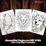 Digital Download . Wild Animal Coloring Pages