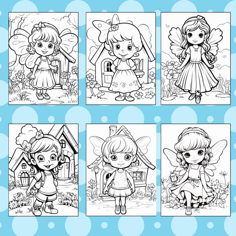 Digital Download . 120 Cute Fairy Coloring Pages