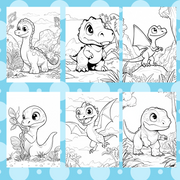 Digital Download . 52 Cute Dinosaurs - Coloring Book for Kids