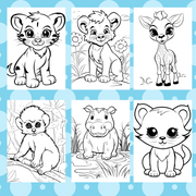 Digital Download . 150 Baby Wild Animals Coloring Pages