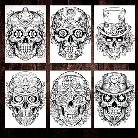 Steampunk Sugar Skull Coloring Pages V2