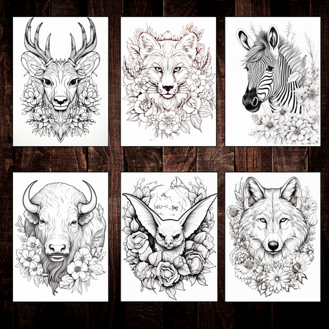 Digital Download . Wild Animal Coloring Pages