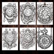 Digital Download . Steampunk Watch Coloring Pages V1