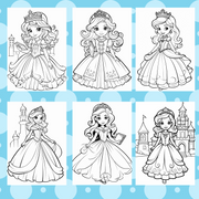 Digital Download . 100 Cute Princess Coloring Pages