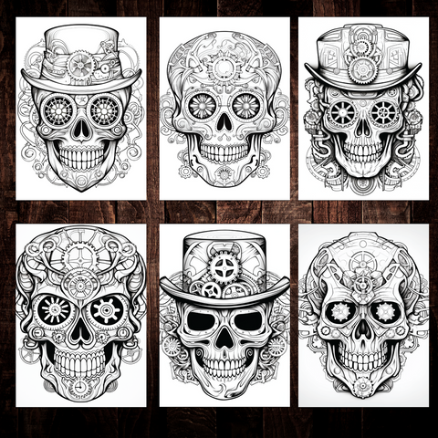 Steampunk Sugar Skull Coloring Pages V2