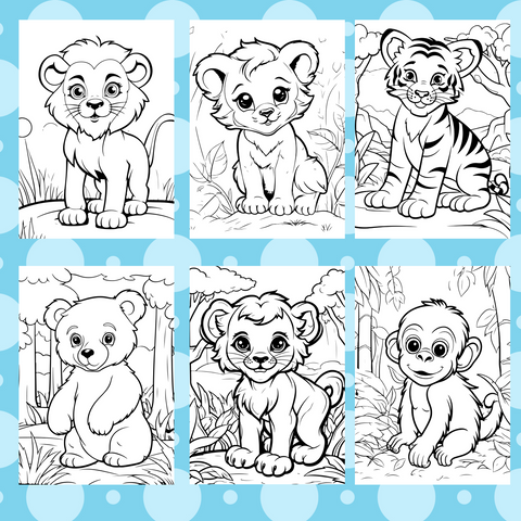 Digital Download . 150 Baby Wild Animals Coloring Pages