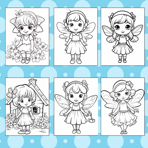 Digital Download . 120 Cute Fairy Coloring Pages