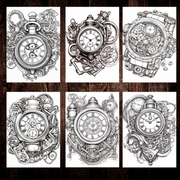 Digital Download . Steampunk Watch Coloring Pages V1