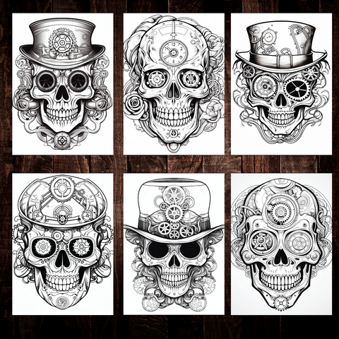 Steampunk Sugar Skull Coloring Pages V1