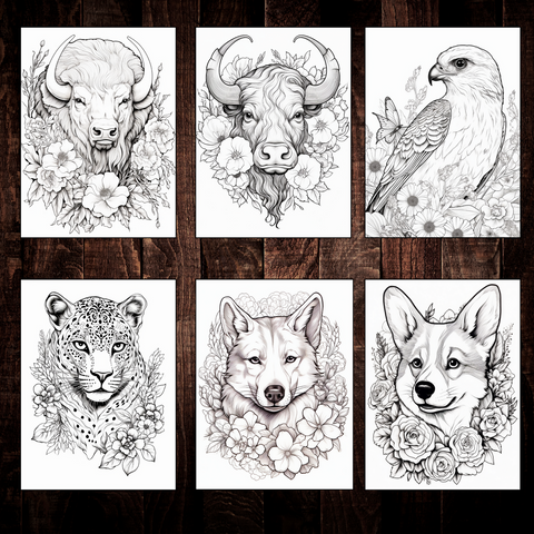 Digital Download . Wild Animal Coloring Pages