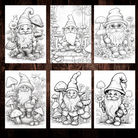Digital Download . Cute Gnomes Coloring Pages