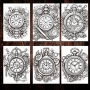 Digital Download . Steampunk Watch Coloring Pages V1