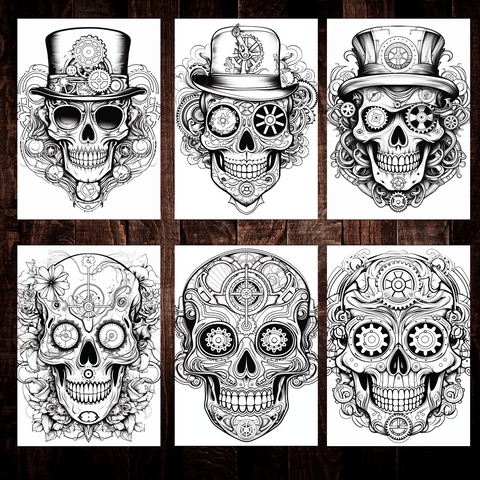 Steampunk Sugar Skull Coloring Pages V2