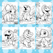 Digital Download . 52 Cute Dinosaurs - Coloring Book for Kids