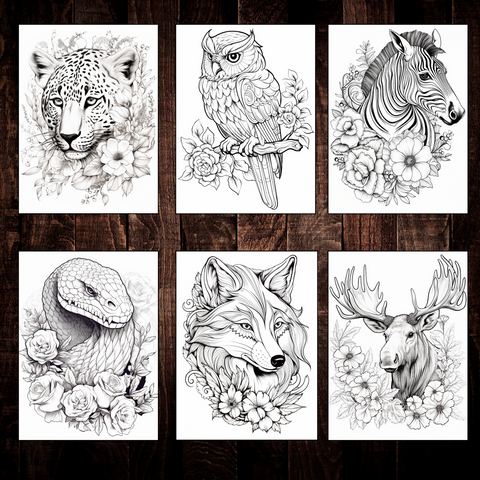 Digital Download . Wild Animal Coloring Pages