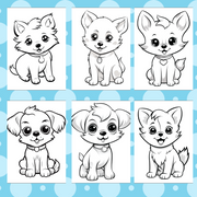 Digital Download . 100 Cute Puppys Coloring Pages