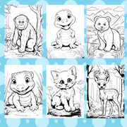 Digital Download . 150 Baby Wild Animals Coloring Pages