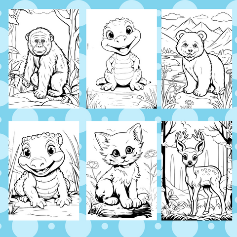 Digital Download . 150 Baby Wild Animals Coloring Pages