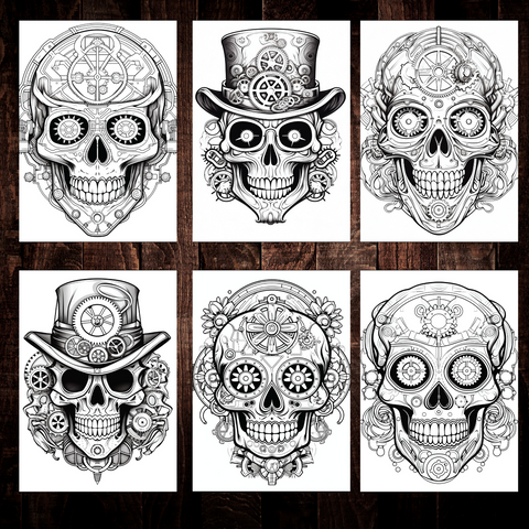 Steampunk Sugar Skull Coloring Pages V1