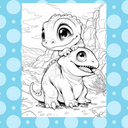 Digital Download . 52 Cute Dinosaurs - Coloring Book for Kids