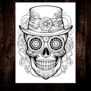 Steampunk Sugar Skull Coloring Pages V2