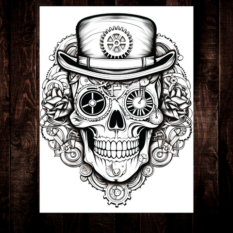 Steampunk Sugar Skull Coloring Pages V1