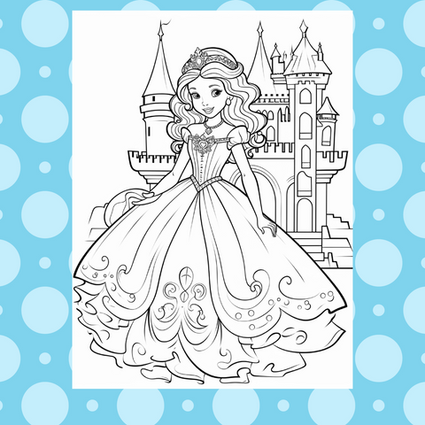 Digital Download . 100 Cute Princess Coloring Pages